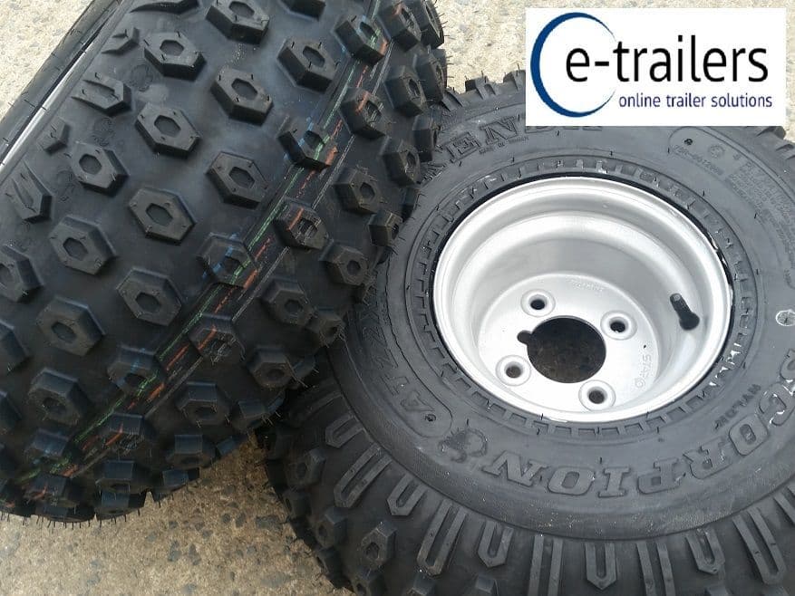 Trailer ATV axle Kit 2x22x118 4 ply Kenda Scorpion Knobby Tyres 4