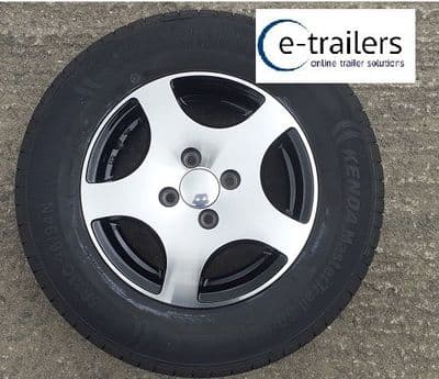 TRAILER CARAVAN TYRE 165x13 165xR13C Kenda ON 5Jx13 4 Stud 100mm Alloy Trailer Wheel - HOBBY CARAVAN ALLOY