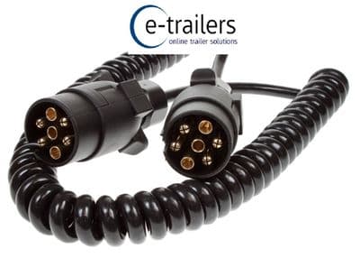 TRAILER Curly 'SUZIE' Extension Lead 12N 2.5m  2x7-Pin Plugs - MAYPOLE MP5881
