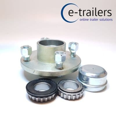 TRAILER WHEEL HUB SET 100mm PCD - WITH BEARINGS & METAL DUST CAPS