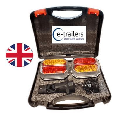 UK TRAILER LED WIRELESS BLUETOOTH RECHARGEABLE MAGNETIC REAR LIGHTS - 7 PIN PLUG