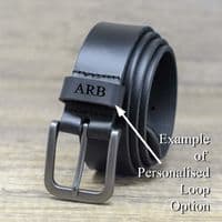 35mm Full Grain Real Leather Belt - Black