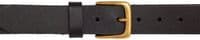 35mm Real Full Grain Leather Belt with Brass Colour Buckle - Black