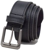 40mm Edge Stitched Real Full Grain Mens Leather Belt - Black
