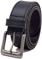 40mm Edge Stitched Real Full Grain Mens Leather Belt - Black