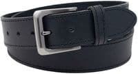 40mm Edge Stitched Real Full Grain Mens Leather Belt - Black