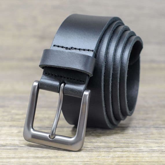 40mm Mens Real Leather Belt - Black