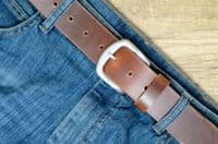 40mm Real Full Grain Mens Leather Belt with Horse Shoe Buckle - Antique Brown