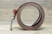 40mm Real Full Grain Mens Leather Belt with Horse Shoe Buckle - Antique Brown