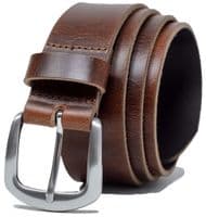 40mm Real Full Grain Mens Leather Belt with Horse Shoe Buckle - Antique Brown