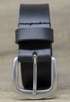 40mm Real Full Grain Mens Leather Belt with Horse Shoe Buckle - Black