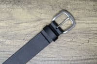 40mm Real Full Grain Mens Leather Belt with Horse Shoe Buckle - Black