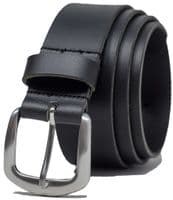 40mm Real Full Grain Mens Leather Belt with Horse Shoe Buckle - Black