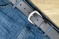 40mm Real Full Grain Mens Leather Belt with Horse Shoe Buckle - Black