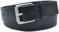 40mm Real Full Grain Mens Leather Belt with Roller Buckle - Black