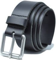 40mm Real Full Grain Mens Leather Belt with Roller Buckle - Black
