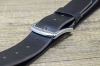 40mm Real Full Grain Mens Leather Belt  with Silver Colour Buckle - Black