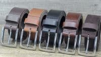 40mm Real Full Grain Mens Leather Belt  with Silver Colour Buckle - Black