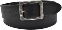 40mm Real Full Grain Mens Leather Belt with Vintage Buckle - Black