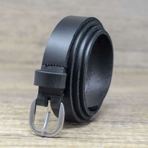 Childs 25mm Full Grain Real Leather Belt - Black