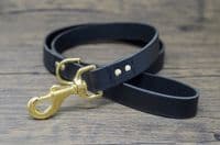 Deluxe Full Grain Real Leather Dog Lead Made in England - Black
