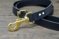Deluxe Full Grain Real Leather Dog Lead Made in England - Black