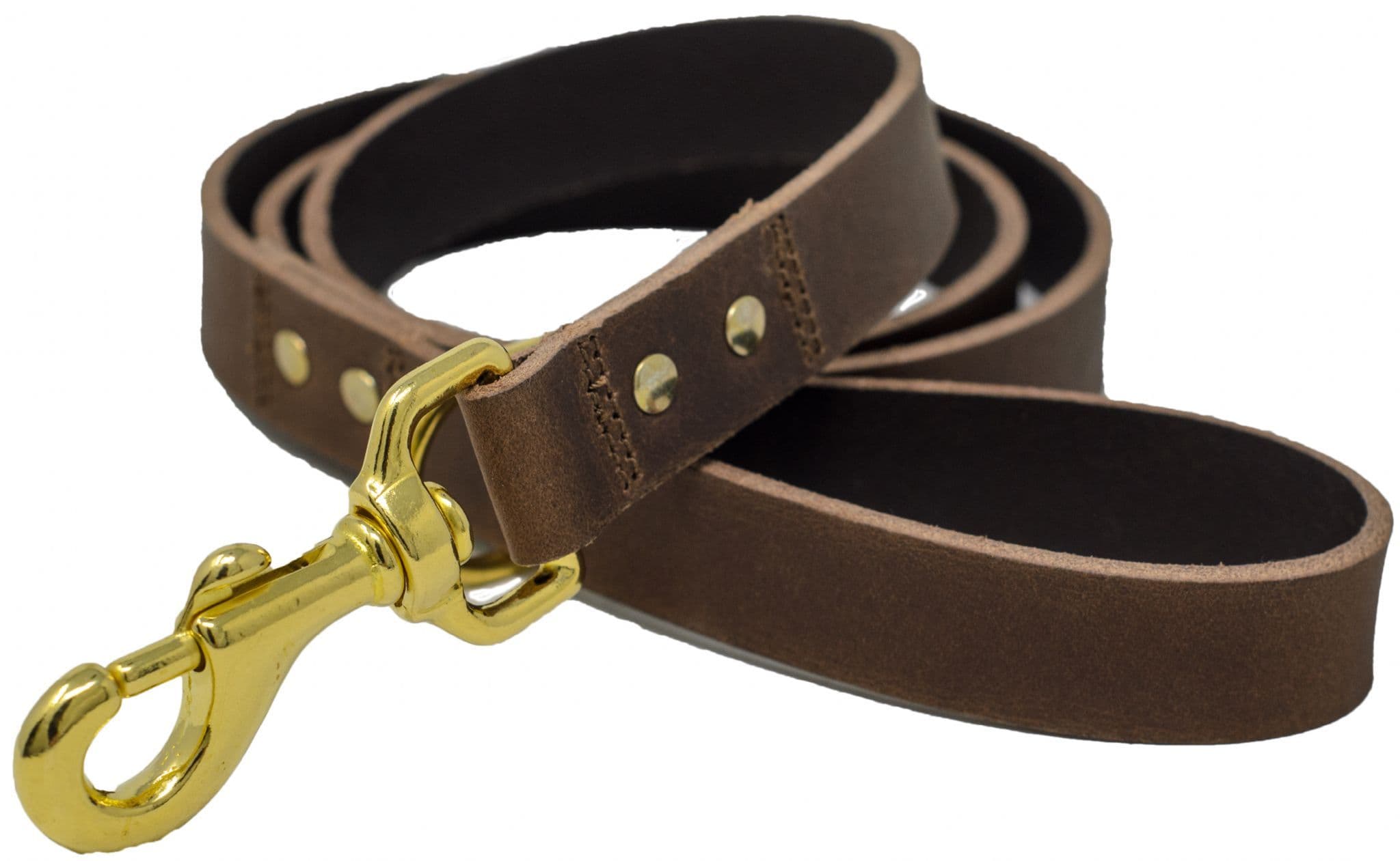 Deluxe Full Grain Real Leather Dog Lead Made in England Vintage Brown
