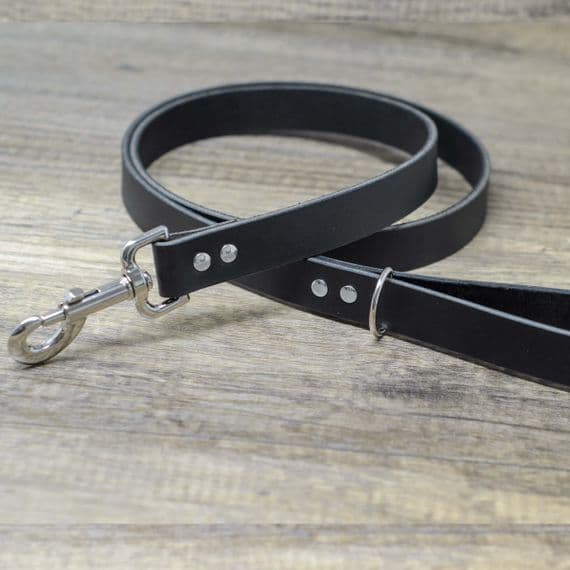 Full Grain Real Leather Dog Lead Made in England - Black