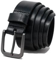 Italian 35mm Real Full Grain Leather Belt - Black