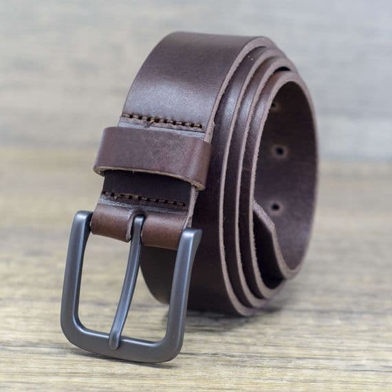 Italian 35mm Real Full Grain Leather Belt - Brown