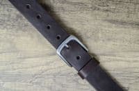 Italian 35mm Real Full Grain Leather Belt  with Silver Buckle - Brown