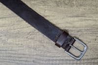 Italian 35mm Real Full Grain Leather Belt  with Silver Buckle - Brown