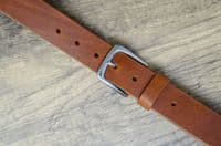 Italian 35mm Real Full Grain Leather Belt  with Silver Buckle - Tan