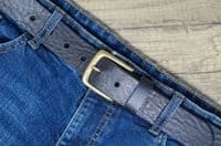 Italian 35mm Real Leather Belt with Brass Colour Buckle - Black