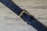 Italian 35mm Real Leather Belt with Brass Colour Buckle - Black