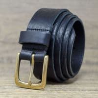 Italian 35mm Real Leather Belt with Brass Colour Buckle - Brown