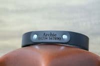 Personalised Full Grain Real Leather Dog Collar - Black