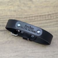 Personalised Full Grain Real Leather Dog Collar - Black