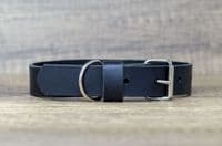 Personalised Full Grain Real Leather Dog Collar - Black