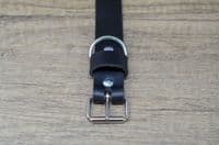 Personalised Full Grain Real Leather Dog Collar - Black