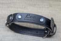 Personalised Full Grain Real Leather Stitched Dog Collar - Black