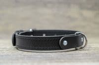 Personalised Full Grain Real Leather Stitched Dog Collar - Black