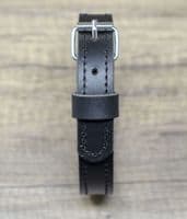 Personalised Full Grain Real Leather Stitched Dog Collar - Black