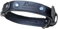 Personalised Full Grain Real Leather Stitched Dog Collar - Black