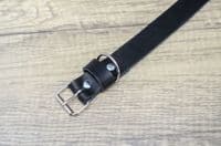 Personalised Italian Leather Dog Collar - Black