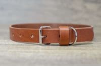 Personalised Italian Leather Dog Collar - Tan