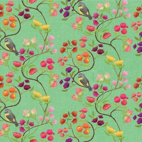 Clothworks Rainbow Dreams - Birds and Flowers - 100% Cotton Fabric