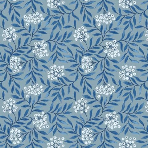 Lewis & Irene Brensham - Blue Leaves - 100% Cotton Fabric