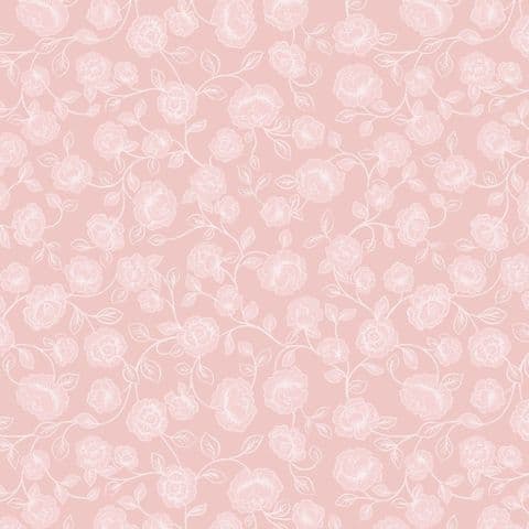 Lewis & Irene The Secret Garden - Roses On Muted Rose - 100% Cotton Fabric