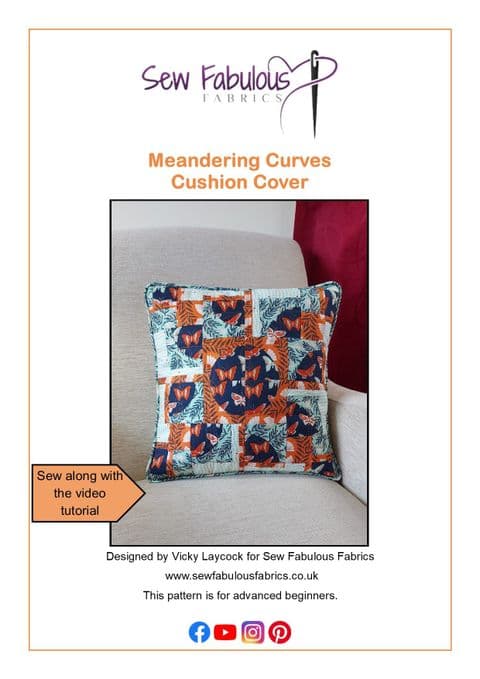 Meandering Curves Cushion Cover PDF Pattern
